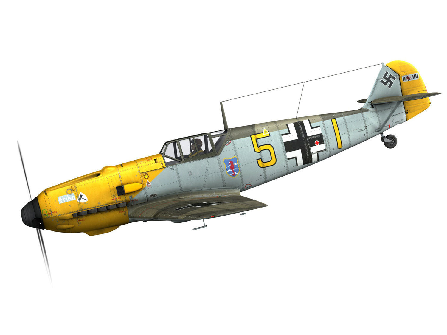 Messerschmitt - BF-109 E - Yellow 5 3D model_1