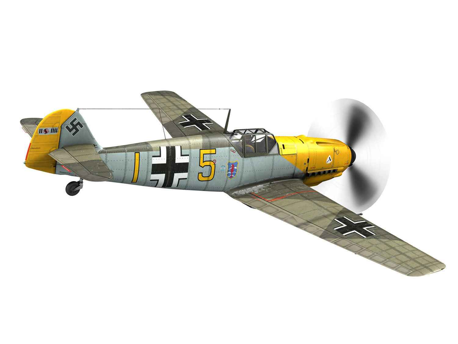Messerschmitt - BF-109 E - Yellow 5 3D model_6