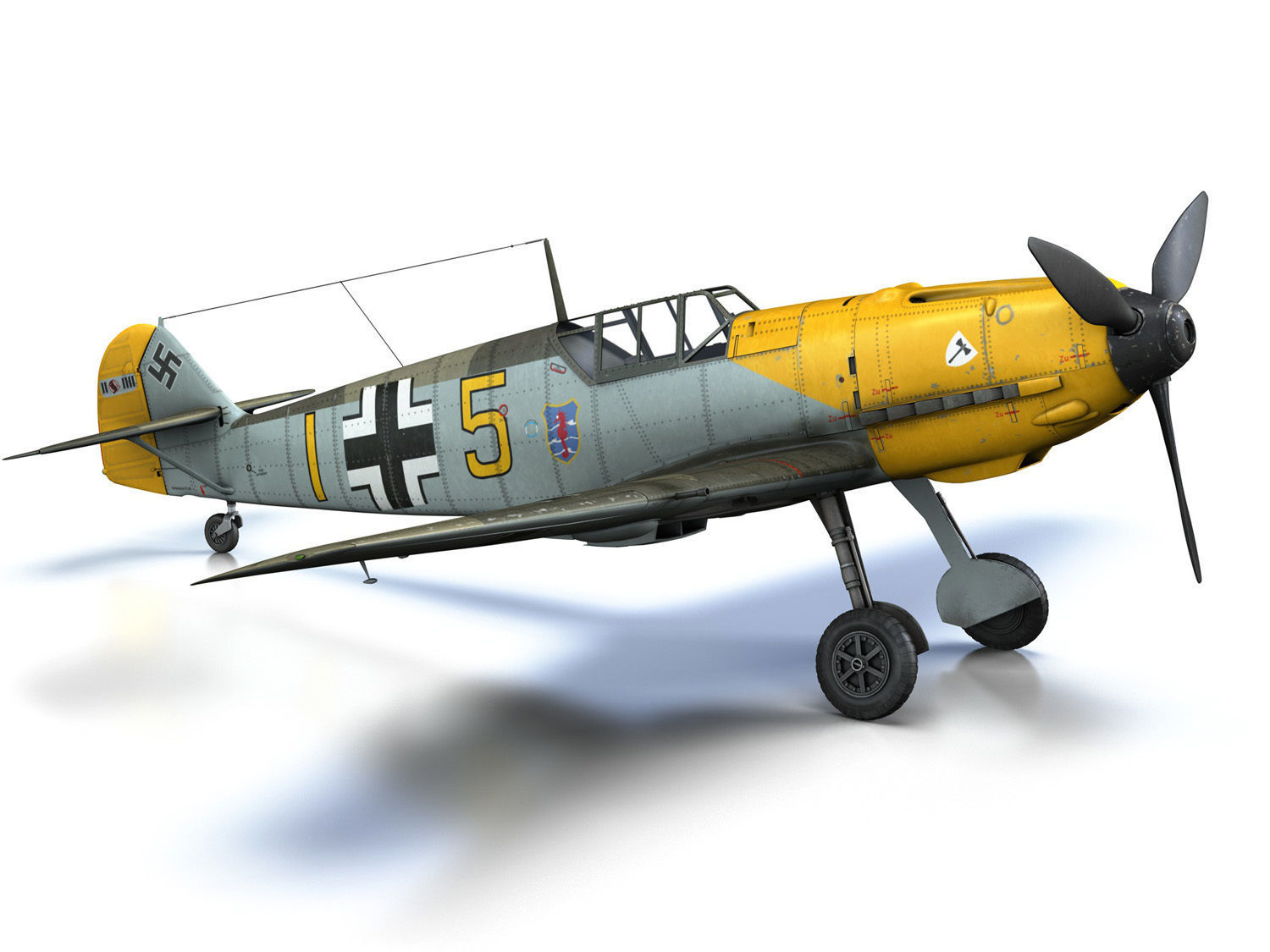 Messerschmitt - BF-109 E - Yellow 5 3D model_15