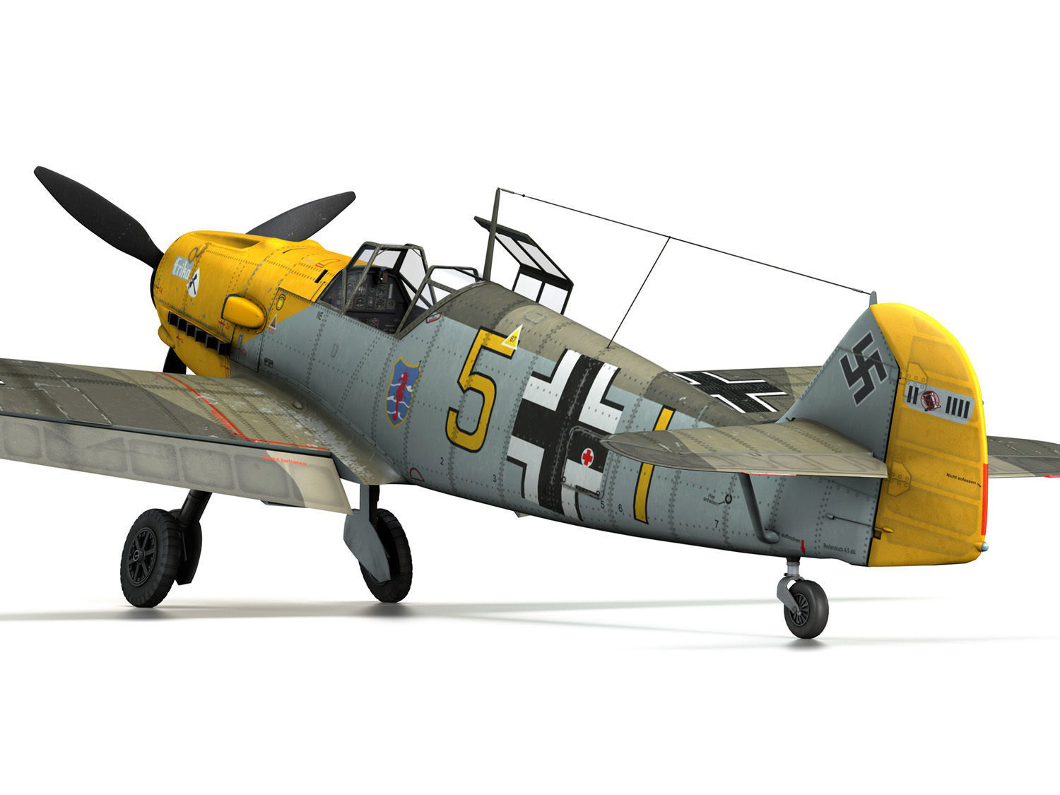 Messerschmitt - BF-109 E - Yellow 5 3D model_12