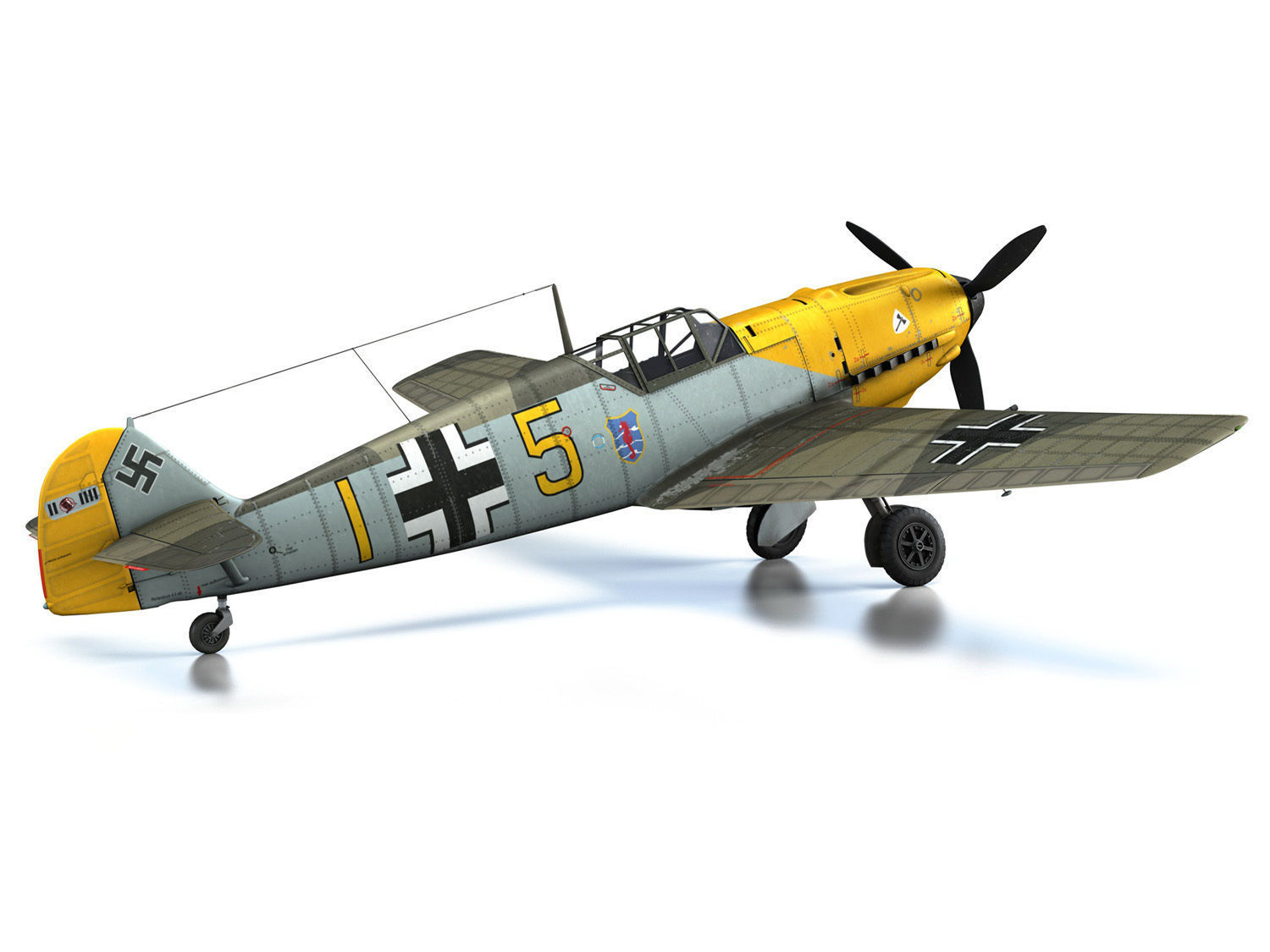 Messerschmitt - BF-109 E - Yellow 5 3D model_14