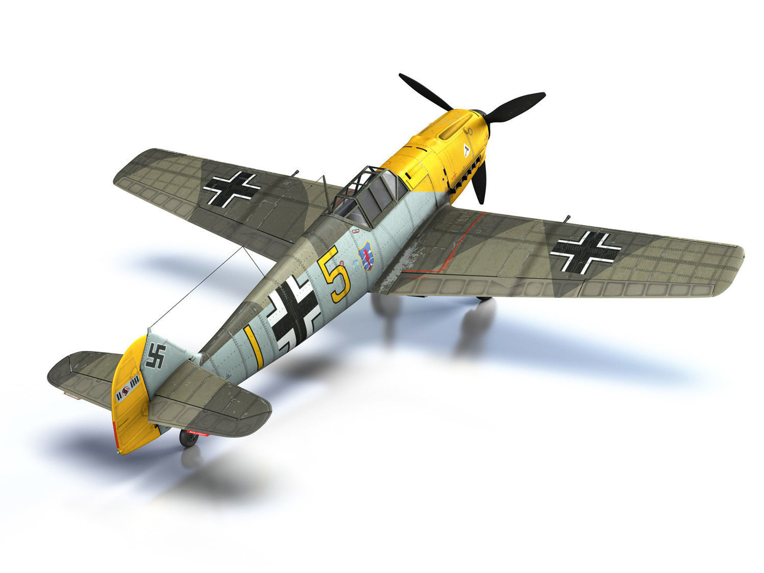 Messerschmitt - BF-109 E - Yellow 5 3D model_13