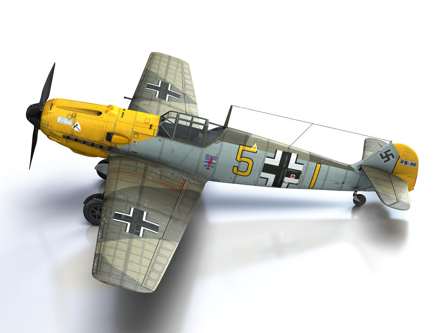 Messerschmitt - BF-109 E - Yellow 5 3D model_11