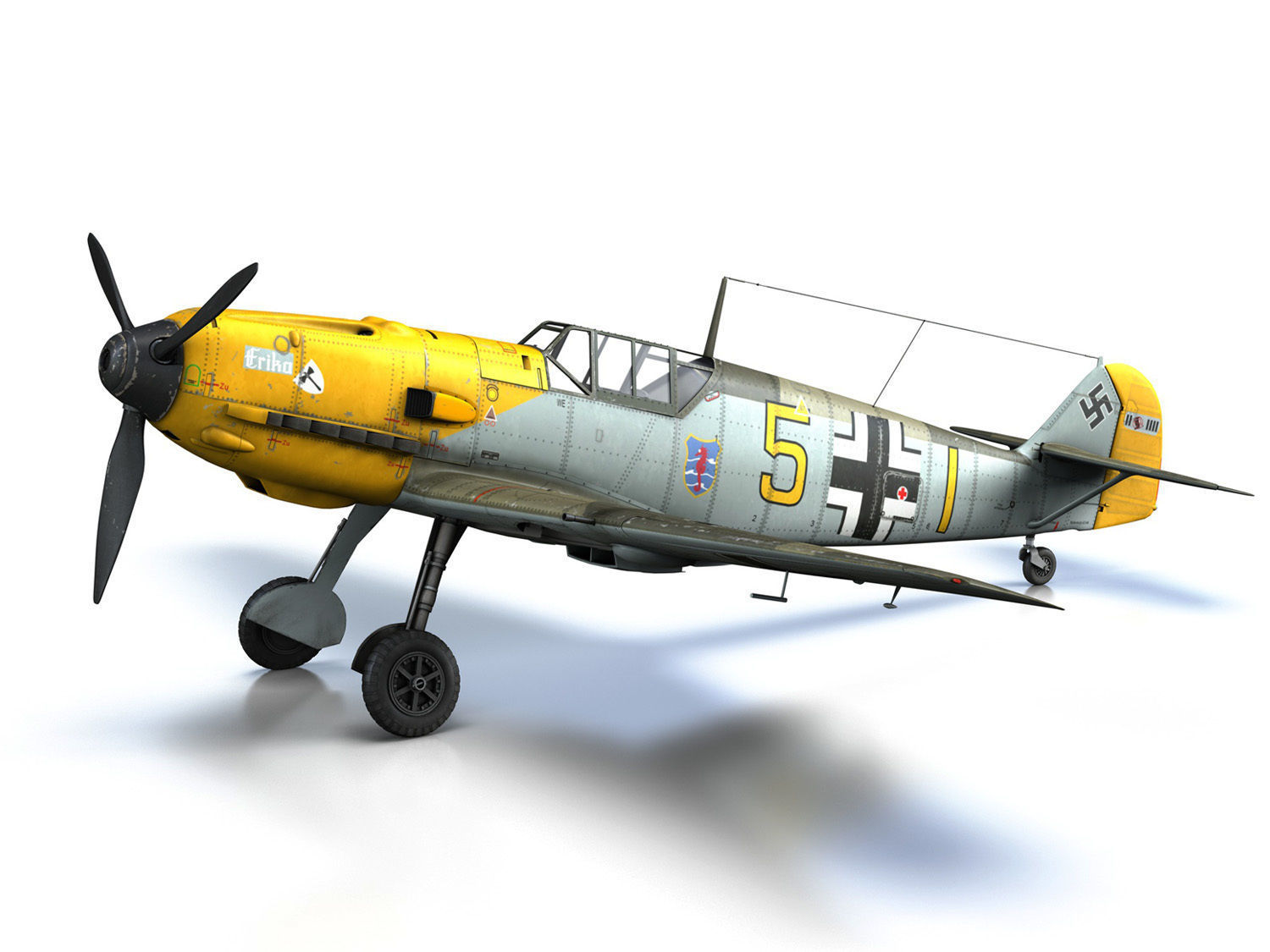 Messerschmitt - BF-109 E - Yellow 5 3D model_9