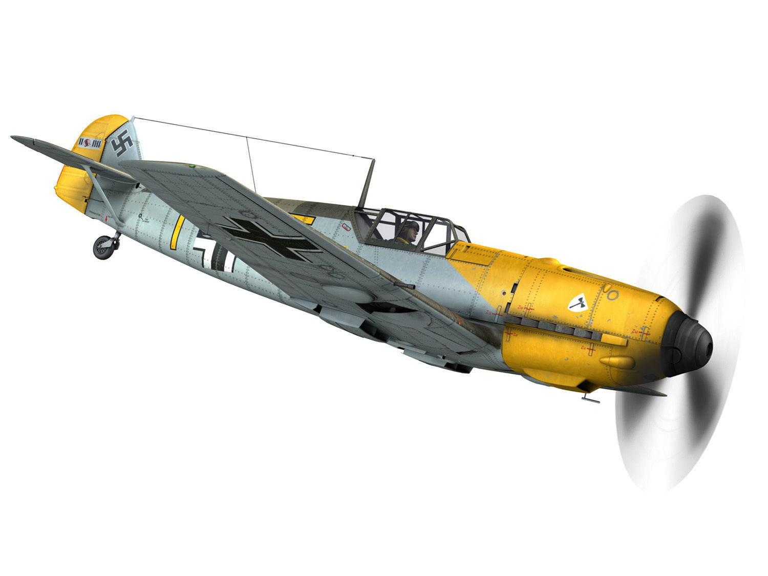 Messerschmitt - BF-109 E - Yellow 5 3D model_8