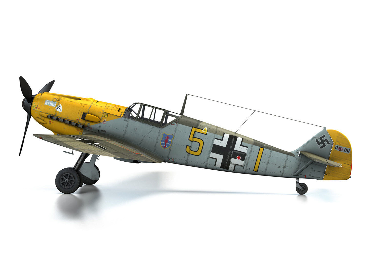 Messerschmitt - BF-109 E - Yellow 5 3D model_10