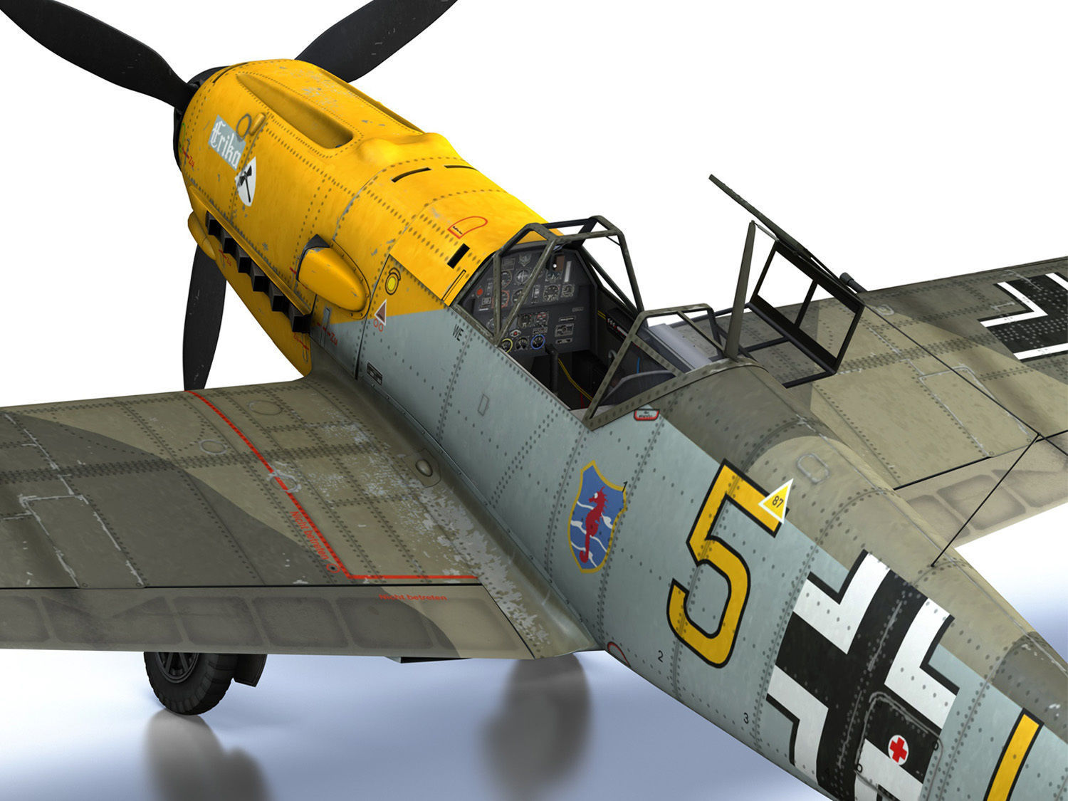 Messerschmitt - BF-109 E - Yellow 5 3D model_16