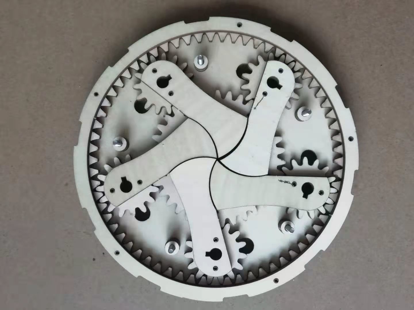 Laser cut planetary gear type iris mechanism-5 leaves-D150d52 3D print model_9