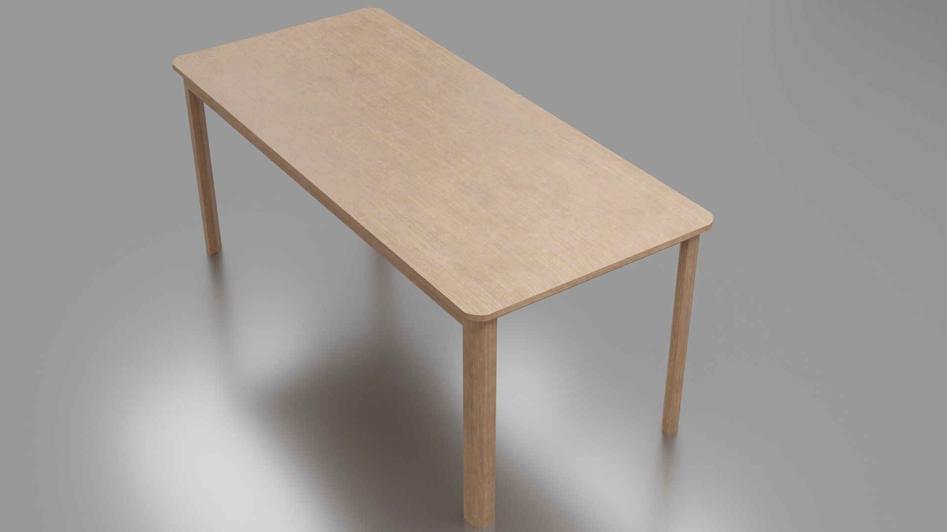Wooden dinner table Low-poly 3D model_1