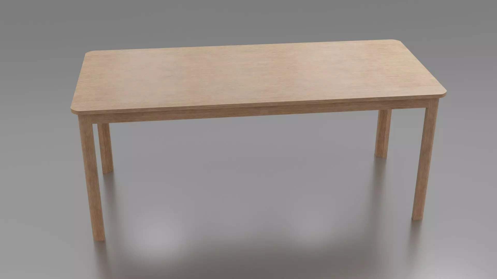 Wooden dinner table Low-poly 3D model_0