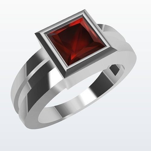Luxurious Minimalism Ring with Princess Cut Gem 3D print model