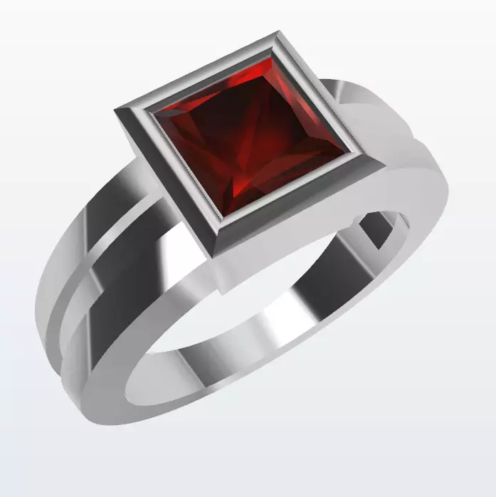 Luxurious Minimalism Ring with Princess Cut Gem 3D print model