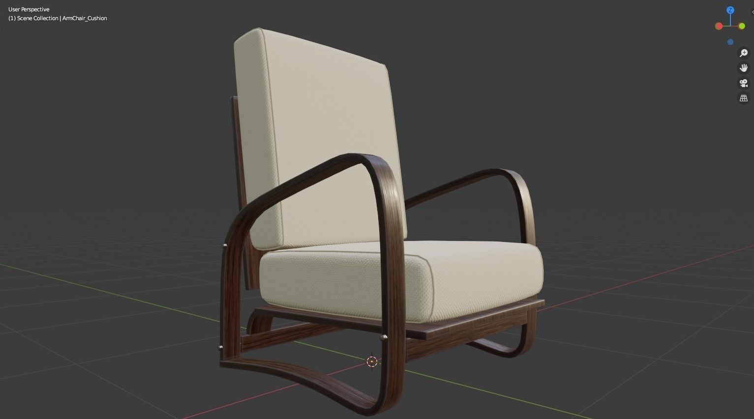 Armchair pair of lounge chairs Low-poly 3D model_6