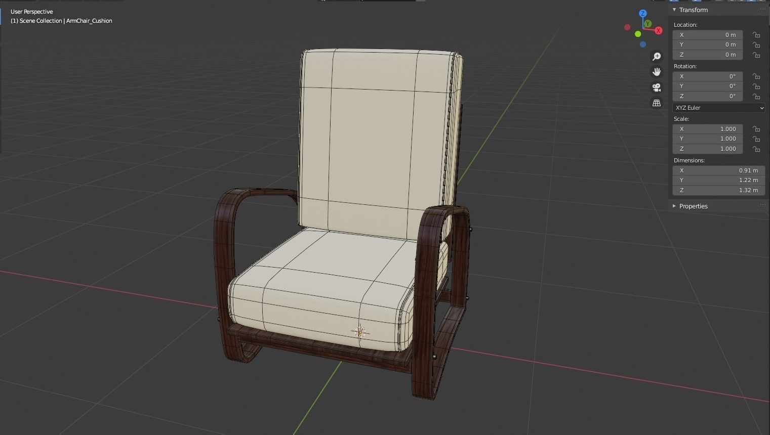 Armchair pair of lounge chairs Low-poly 3D model_4