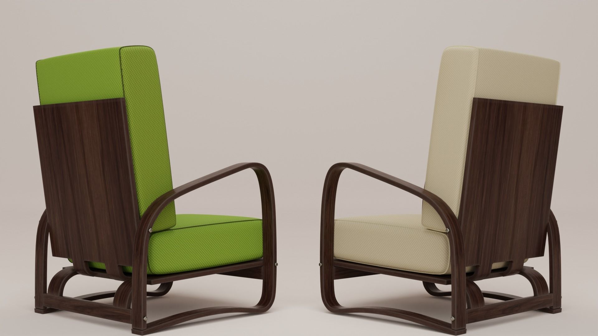 Armchair pair of lounge chairs Low-poly 3D model_2