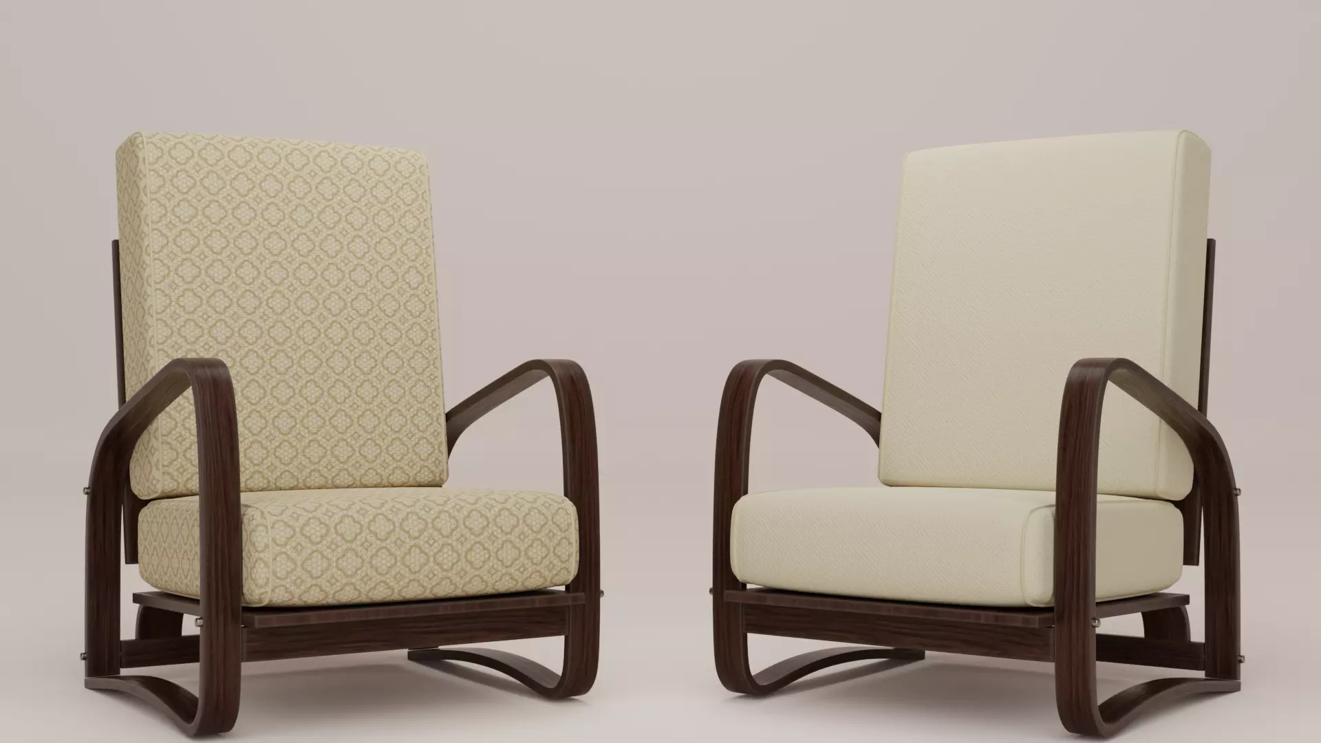 Armchair pair of lounge chairs Low-poly 3D model_0