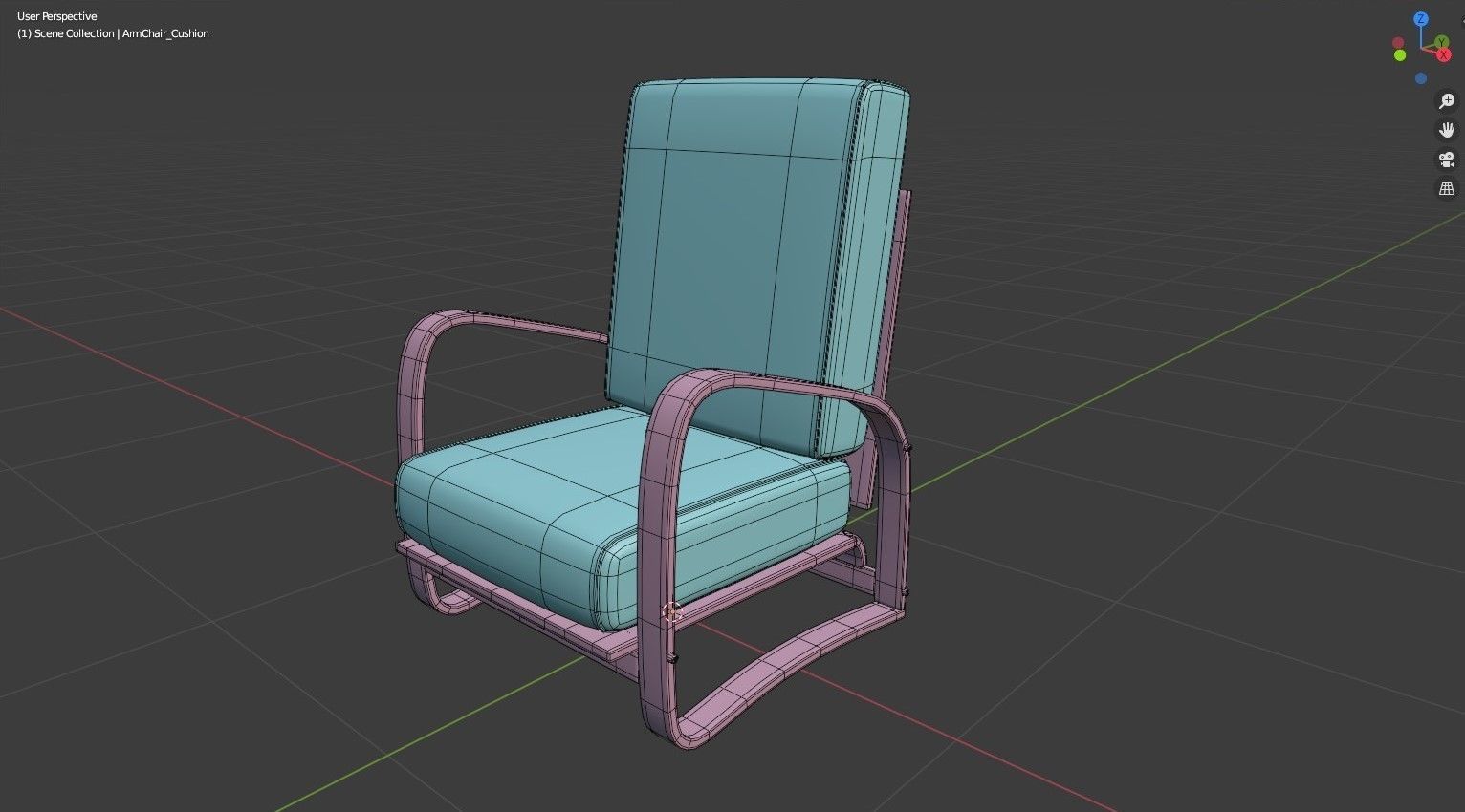 Armchair pair of lounge chairs Low-poly 3D model_5