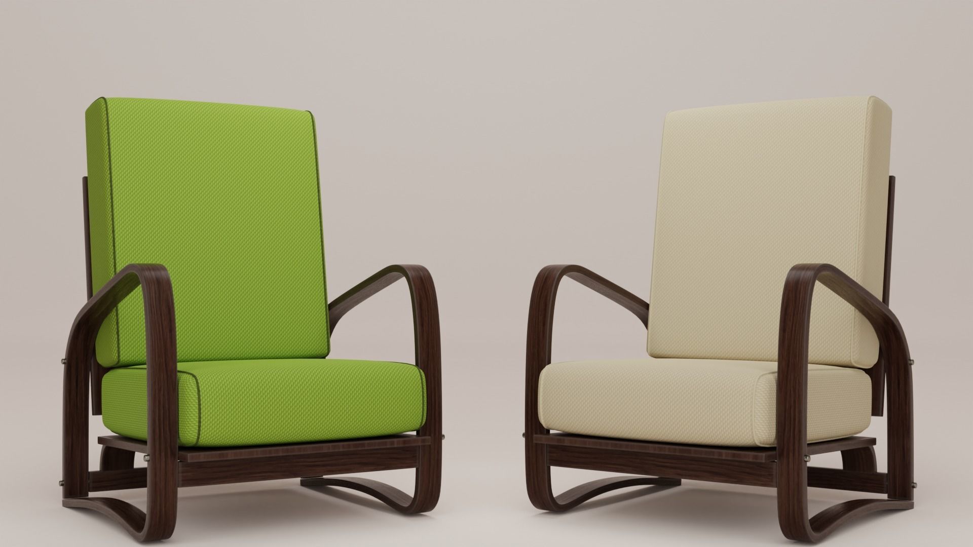 Armchair pair of lounge chairs Low-poly 3D model_1