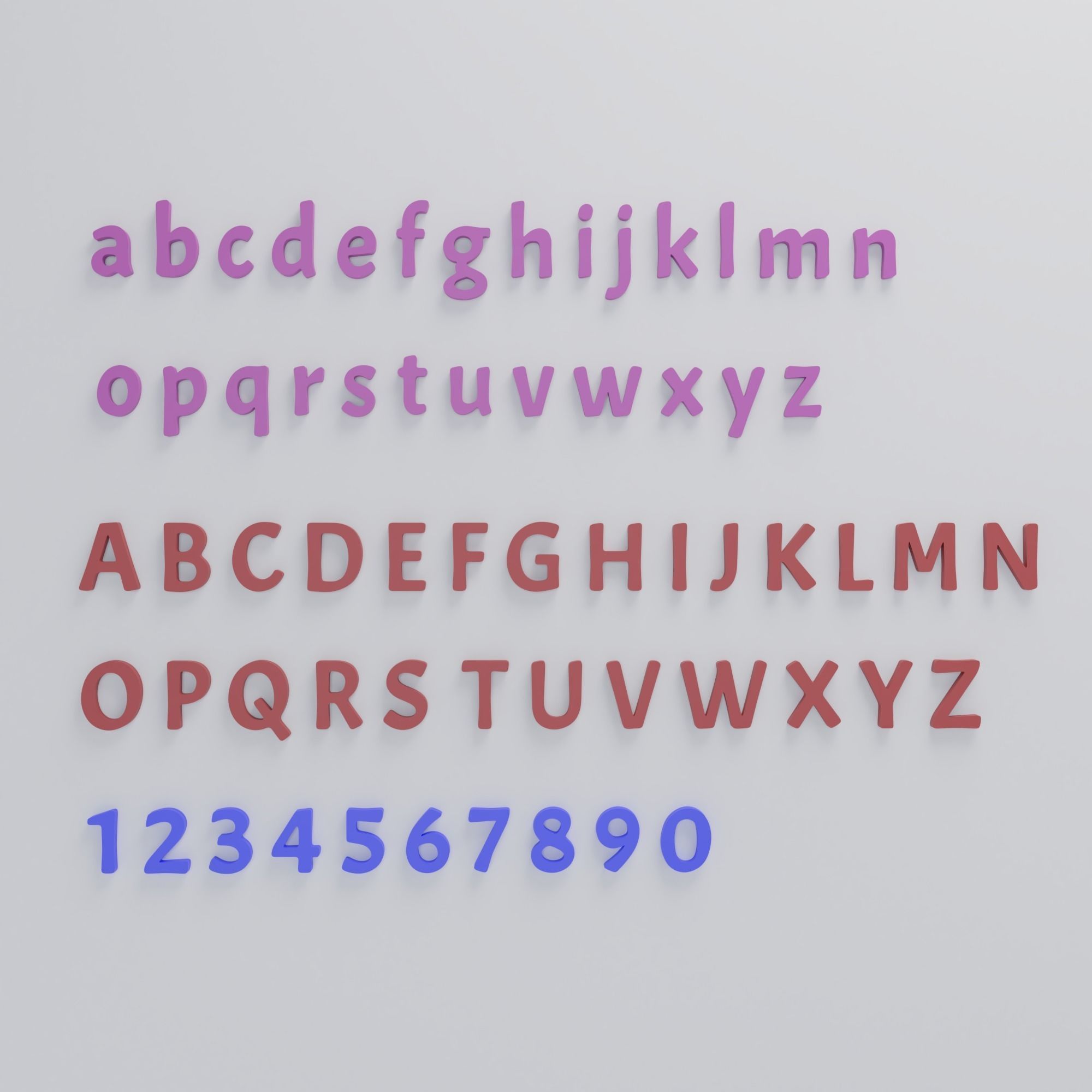 Alphabet style 1 base mesh 3D model_2