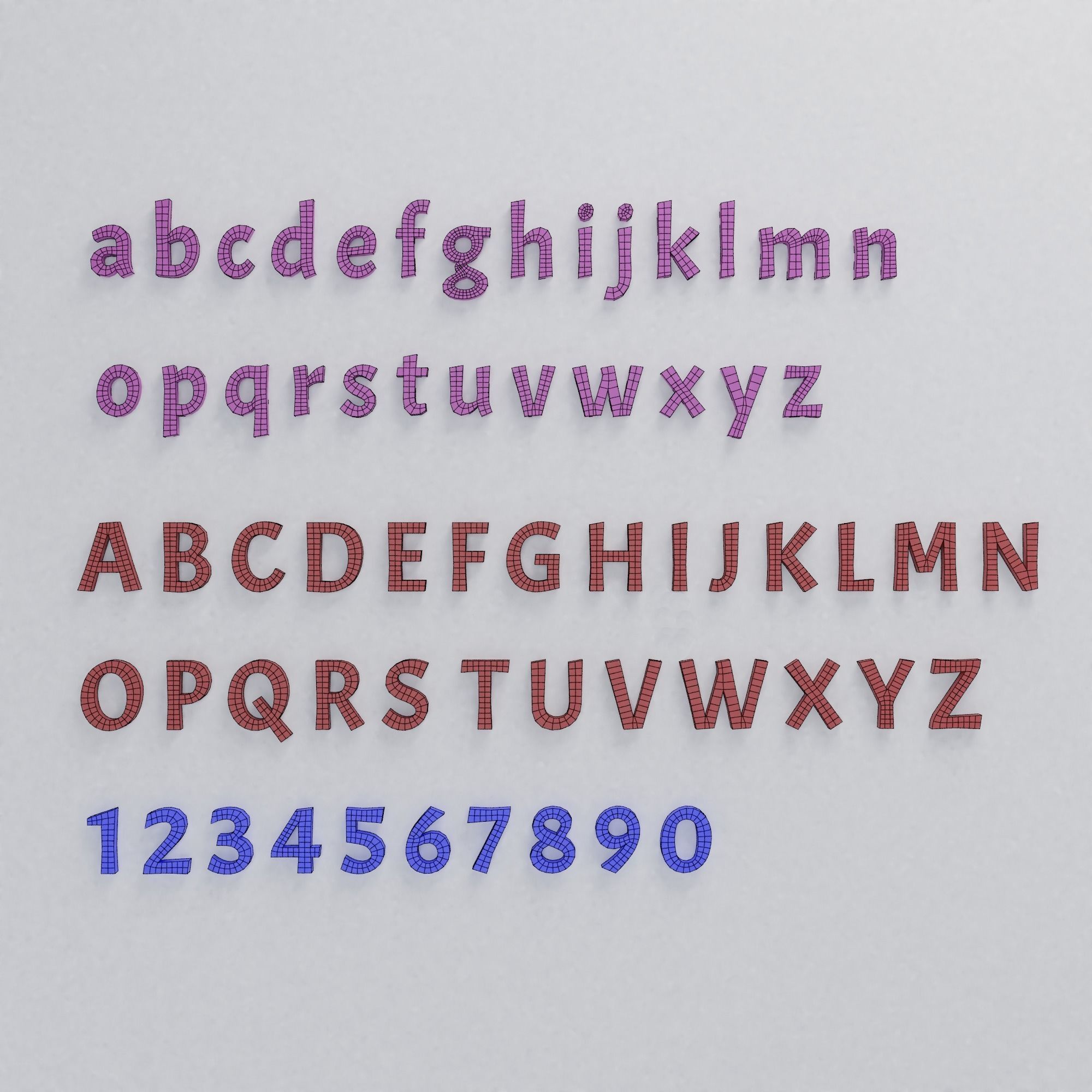 Alphabet style 1 base mesh 3D model_1