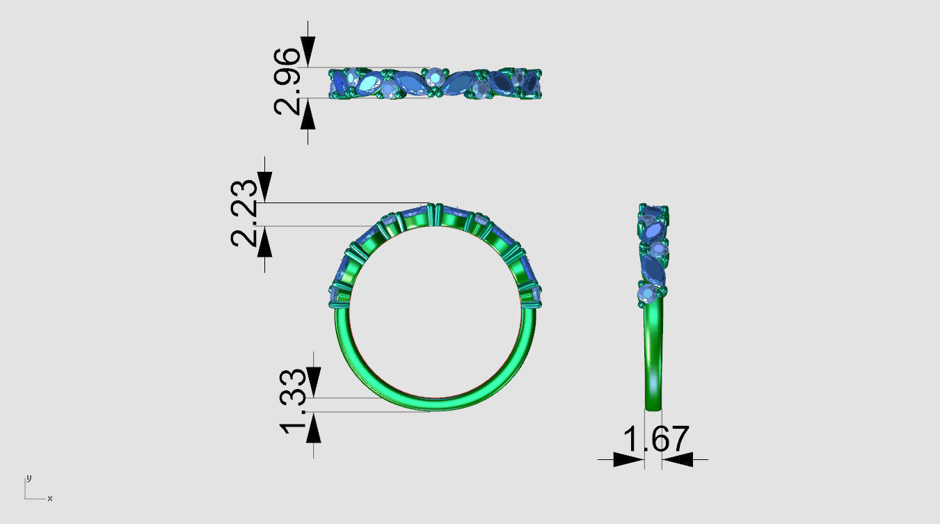 ZR008 diamond eternity band gold 3D print model_9
