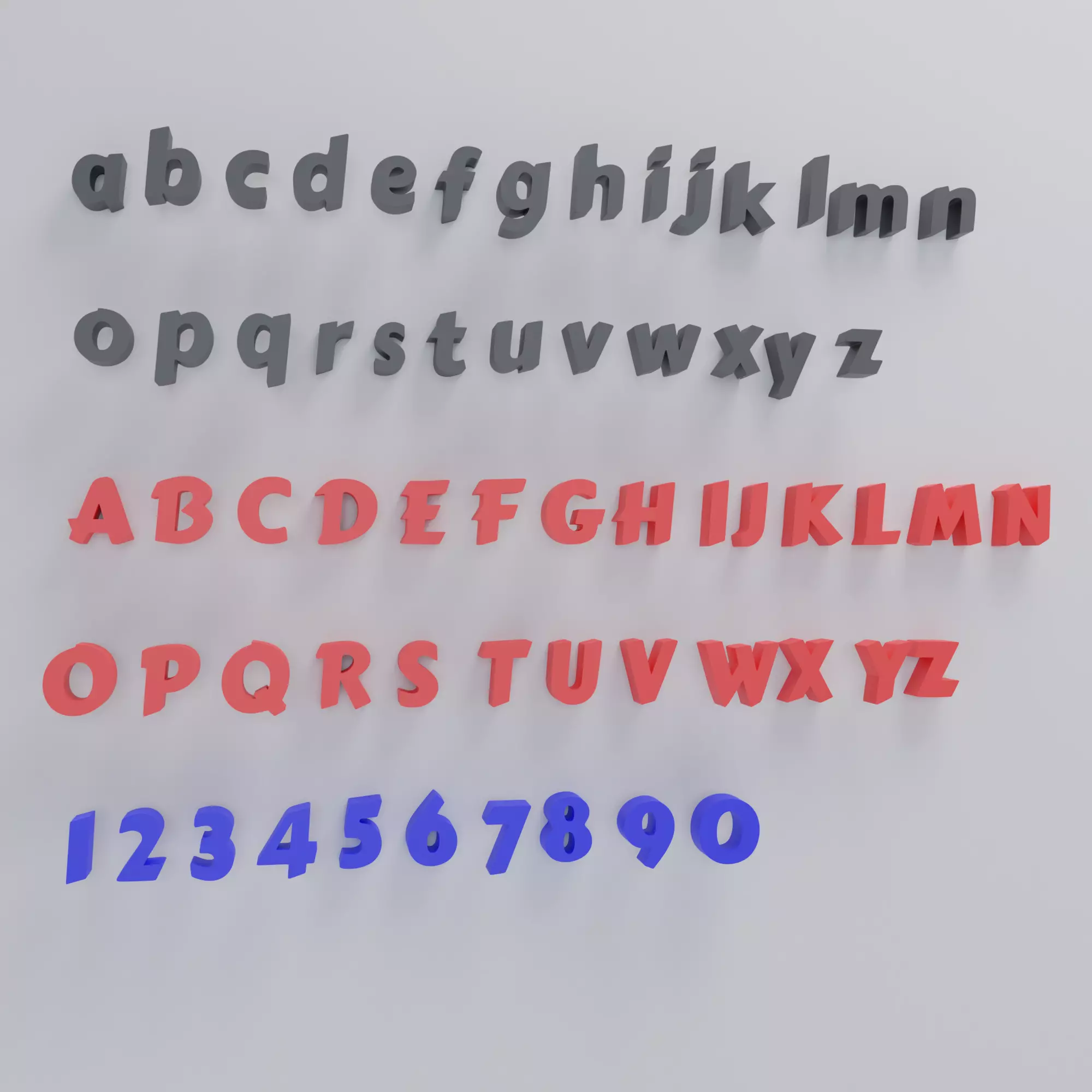 Alphabet style 2 base mesh 3D model_0