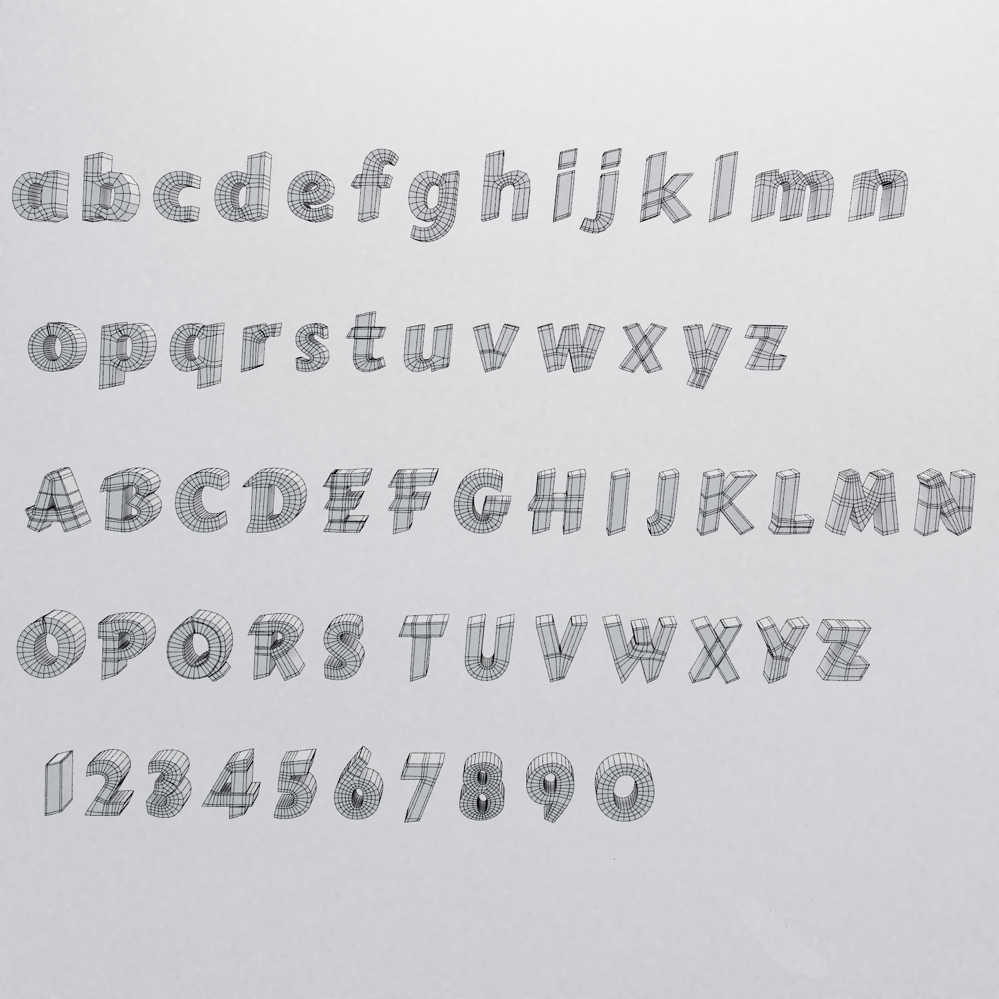 Alphabet style 2 base mesh 3D model_2
