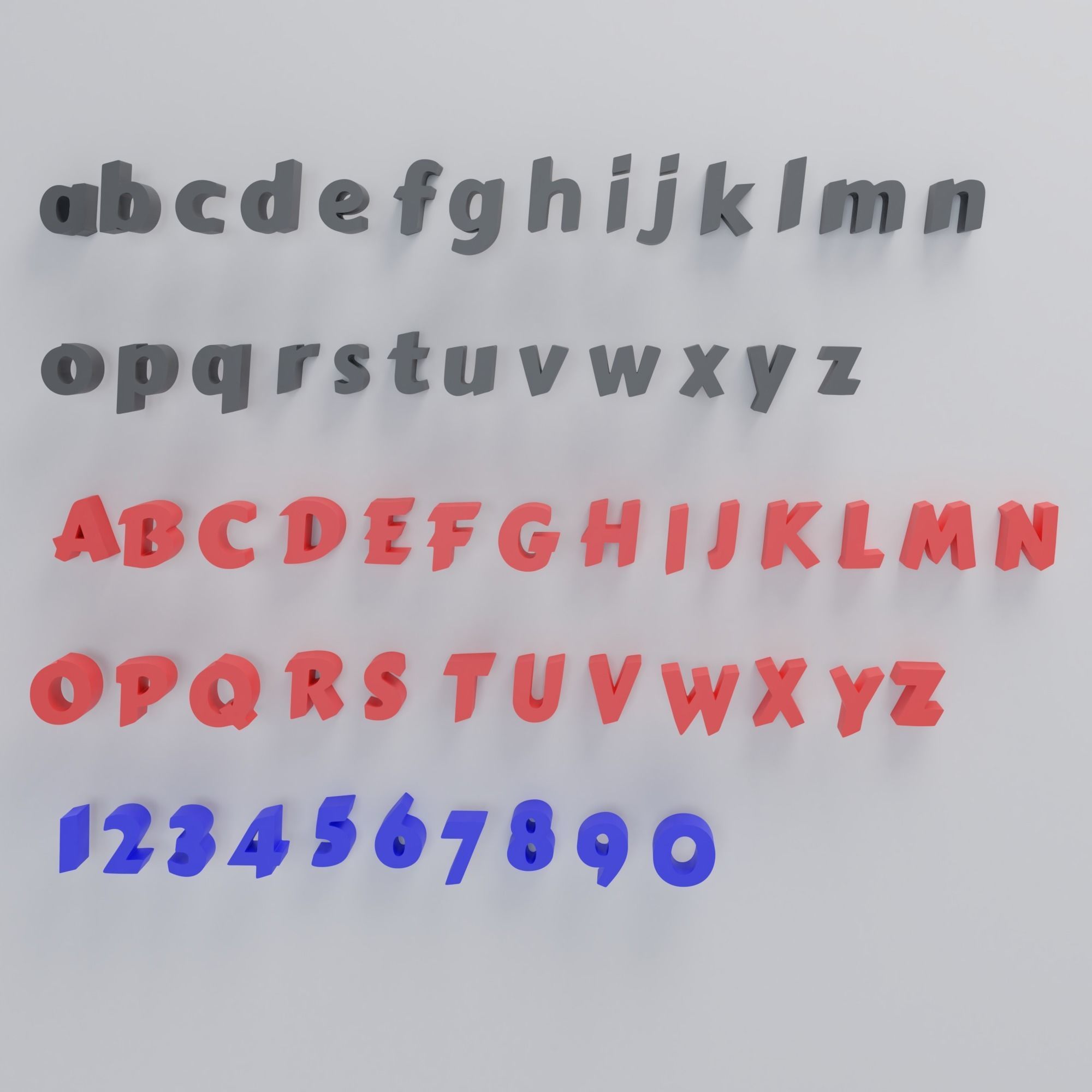 Alphabet style 2 base mesh 3D model_1