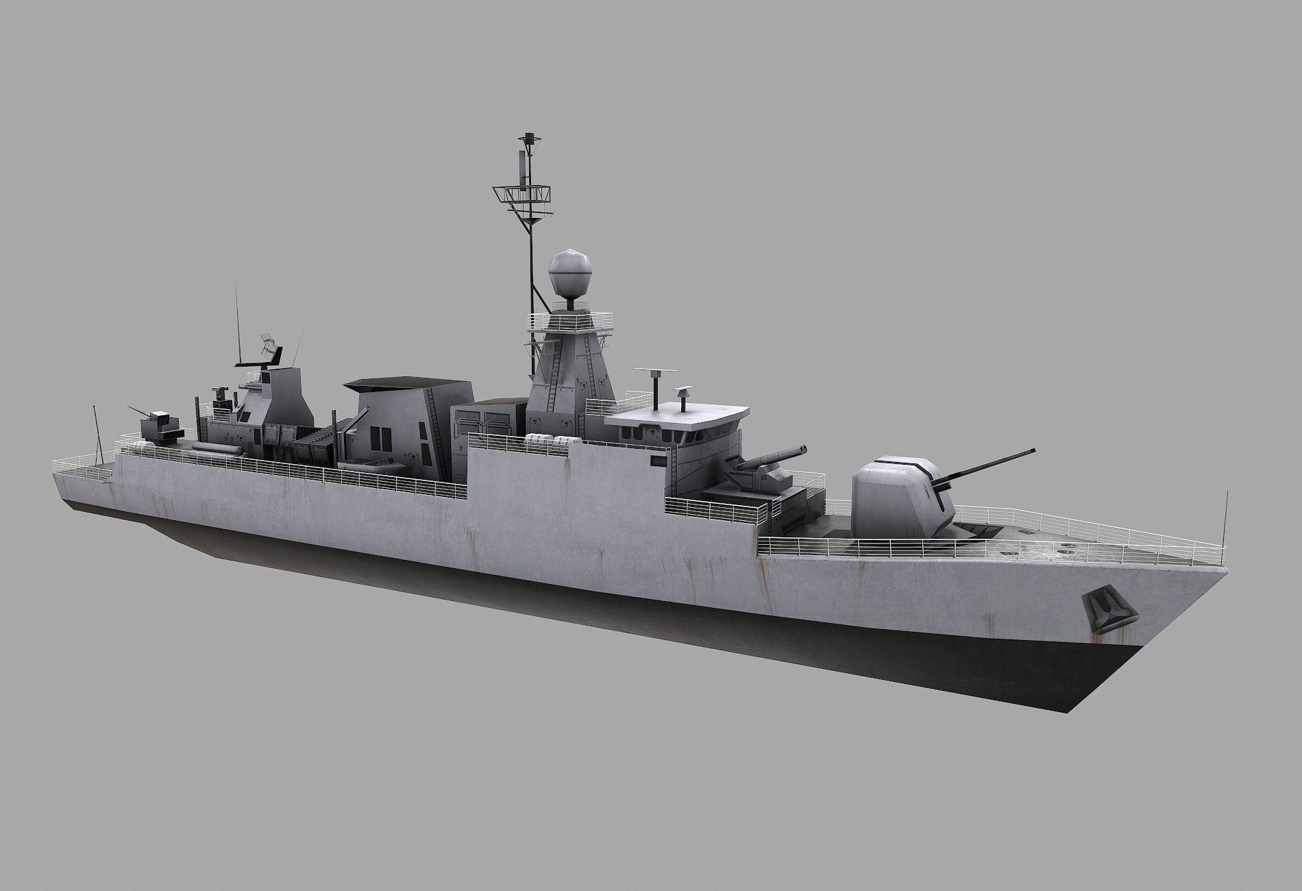 Missile Equiped Corvette Low-poly 3D model_2