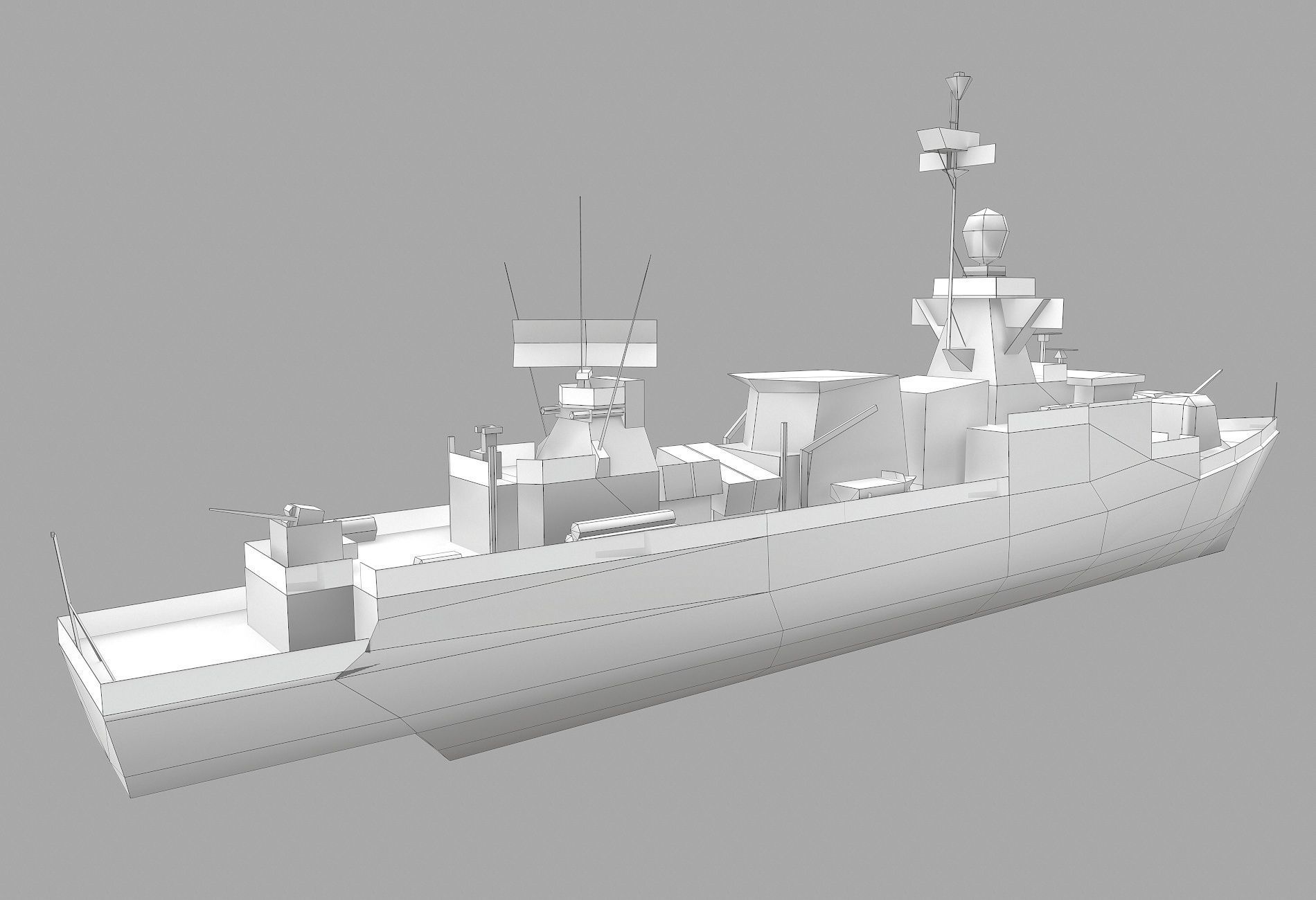 Missile Equiped Corvette Low-poly 3D model_10