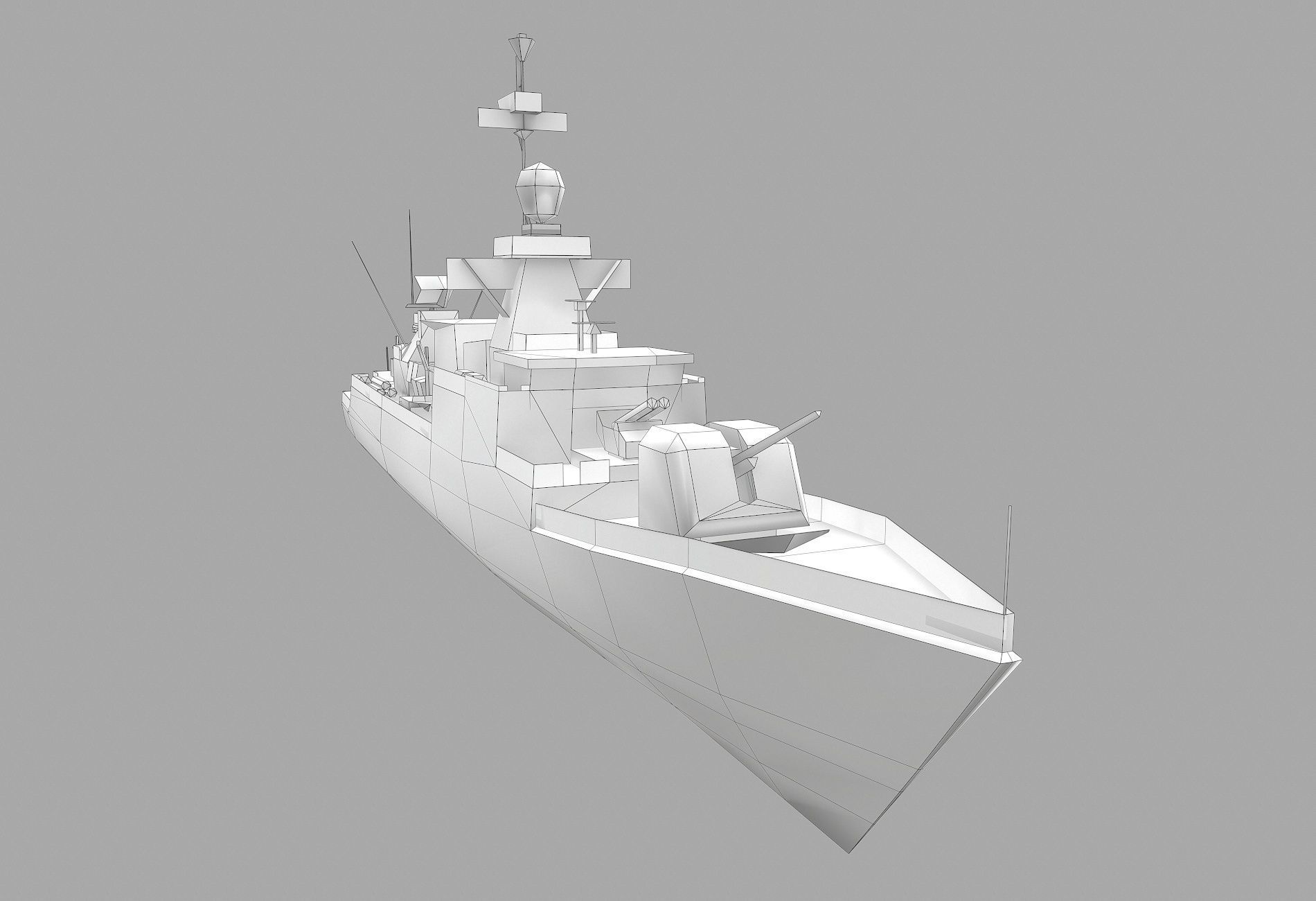 Missile Equiped Corvette Low-poly 3D model_9