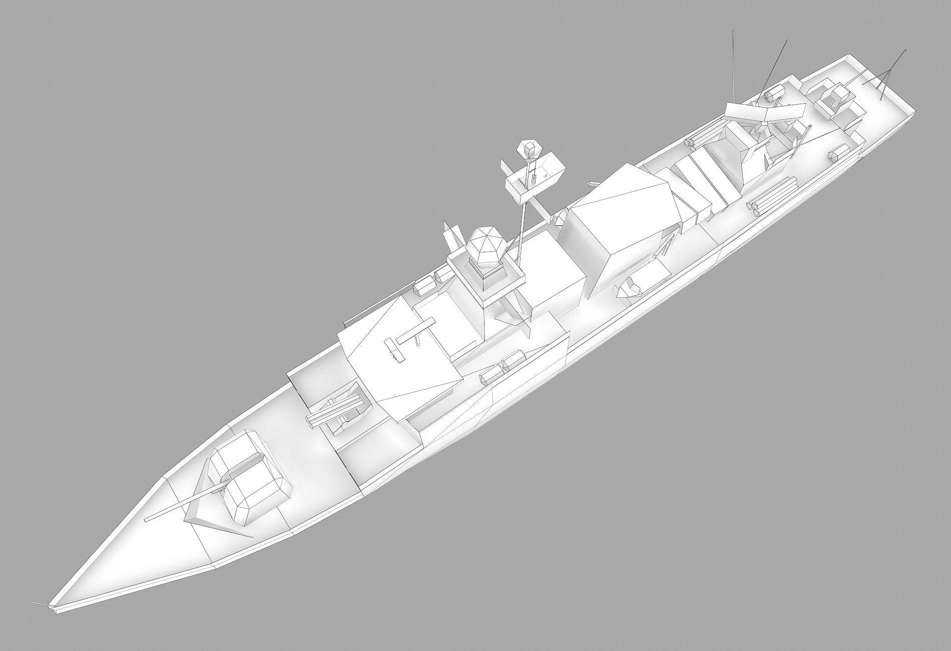 Missile Equiped Corvette Low-poly 3D model_14