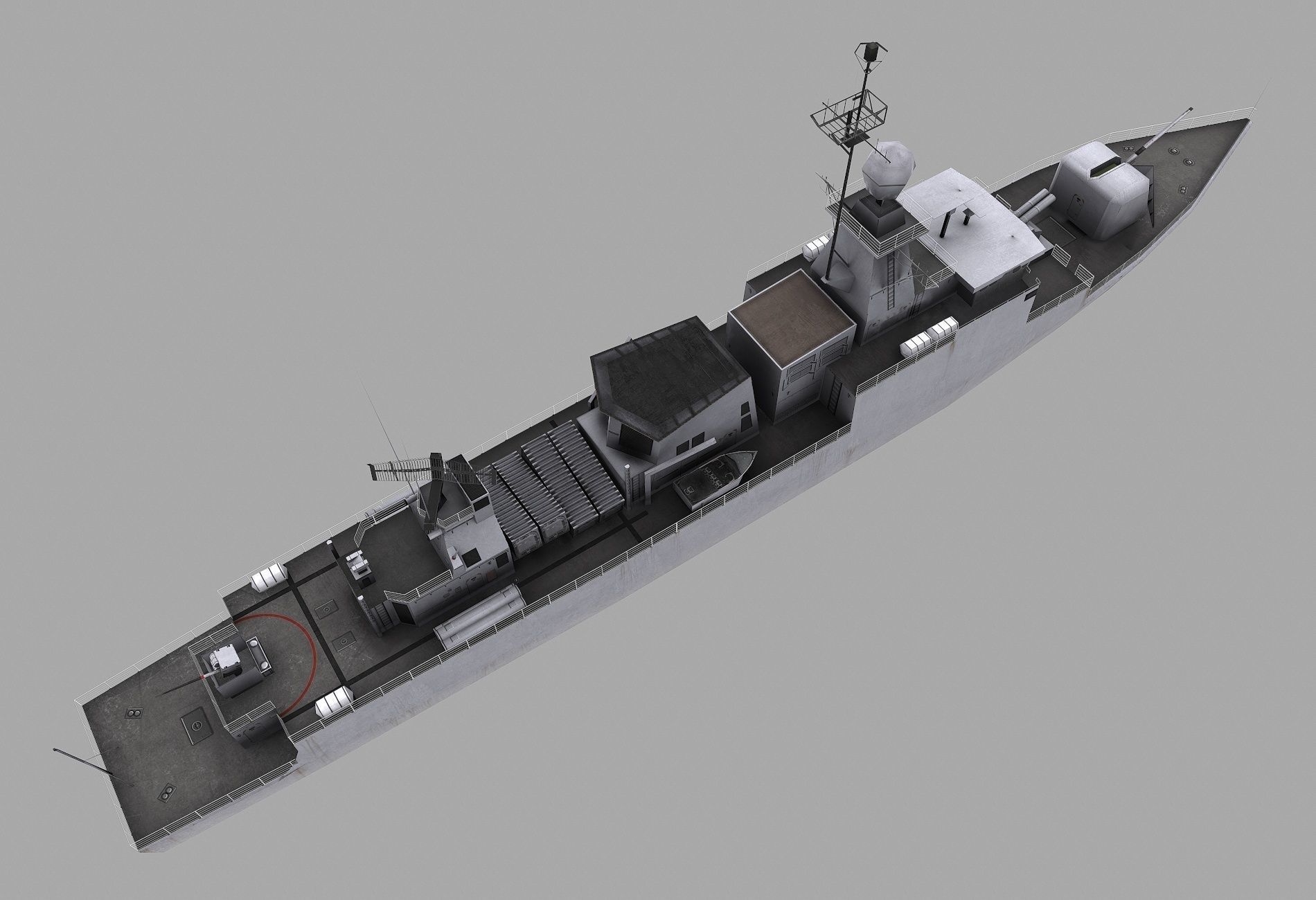 Missile Equiped Corvette Low-poly 3D model_6