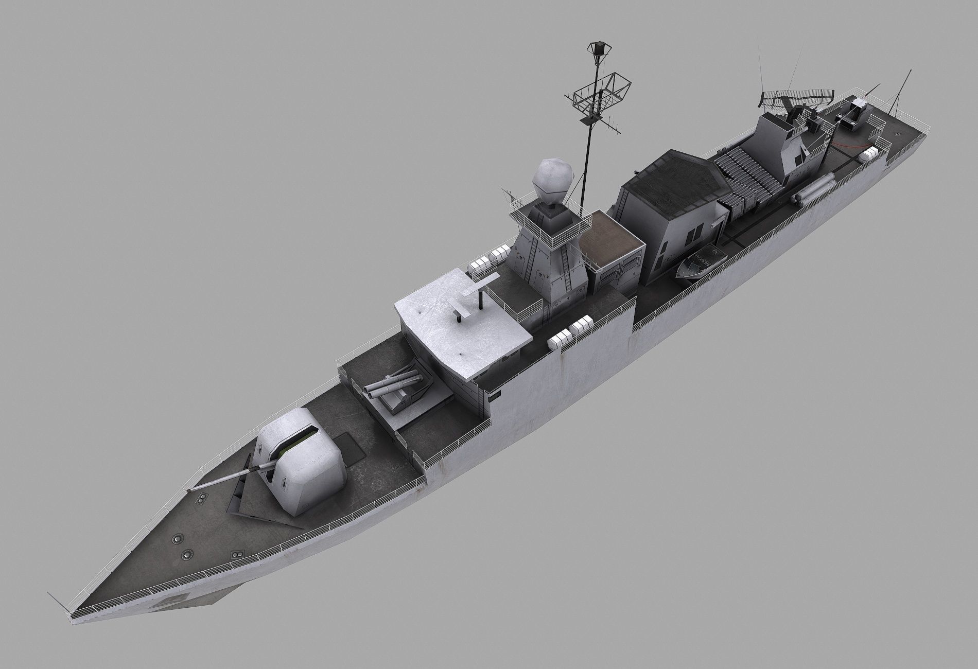 Missile Equiped Corvette Low-poly 3D model_5