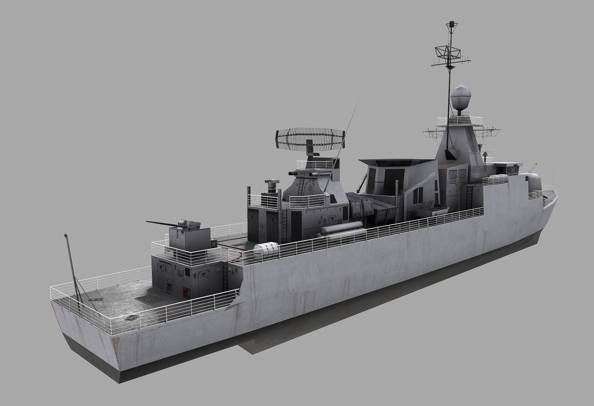 Missile Equiped Corvette Low-poly 3D model_3