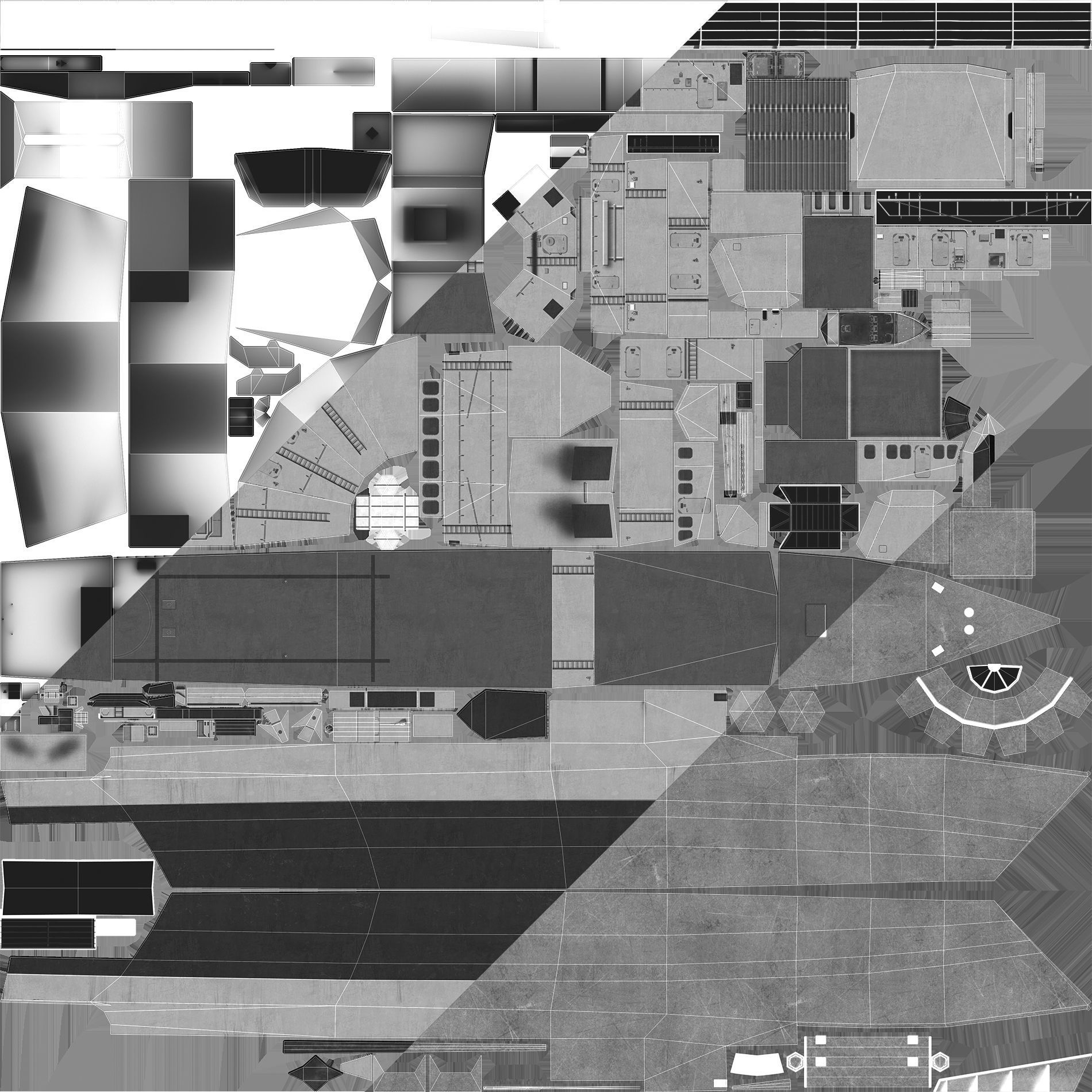 Missile Equiped Corvette Low-poly 3D model_7