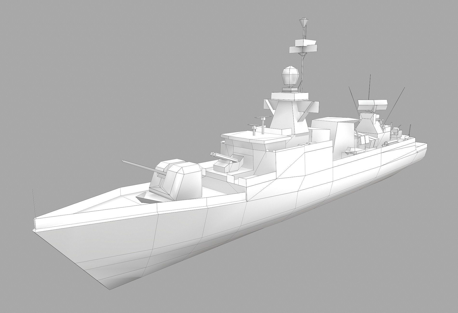 Missile Equiped Corvette Low-poly 3D model_8