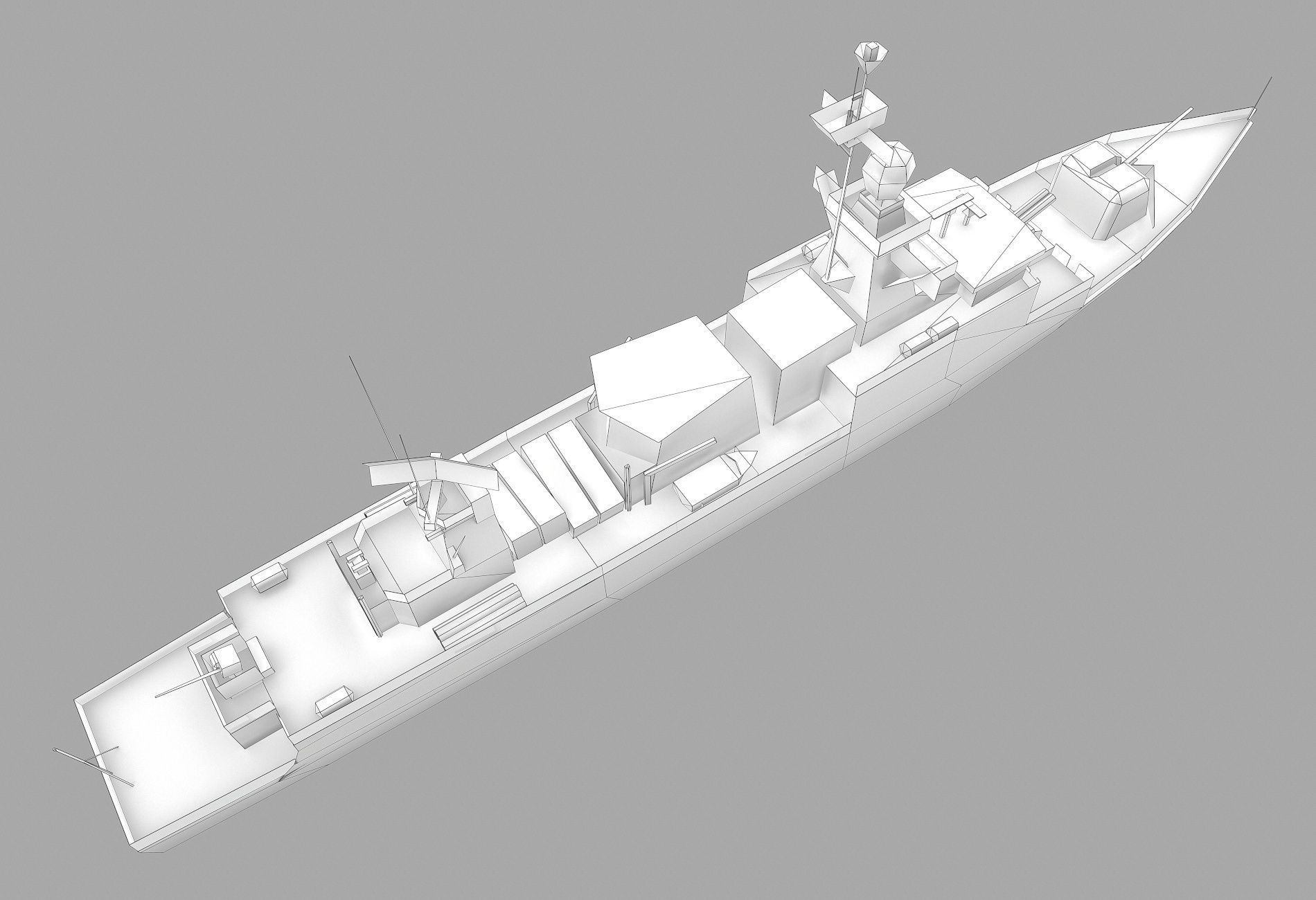 Missile Equiped Corvette Low-poly 3D model_13