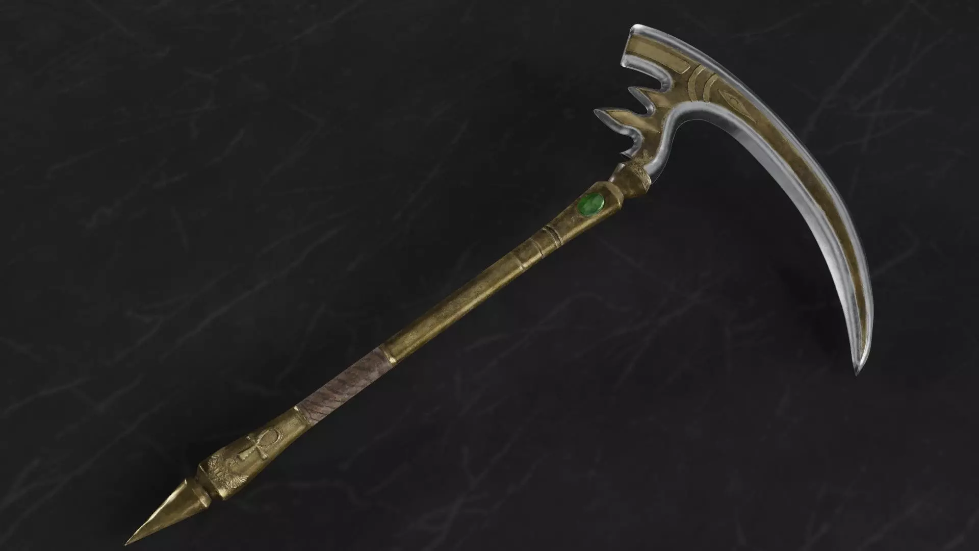 Scythe 01 Low-poly 3D model_0