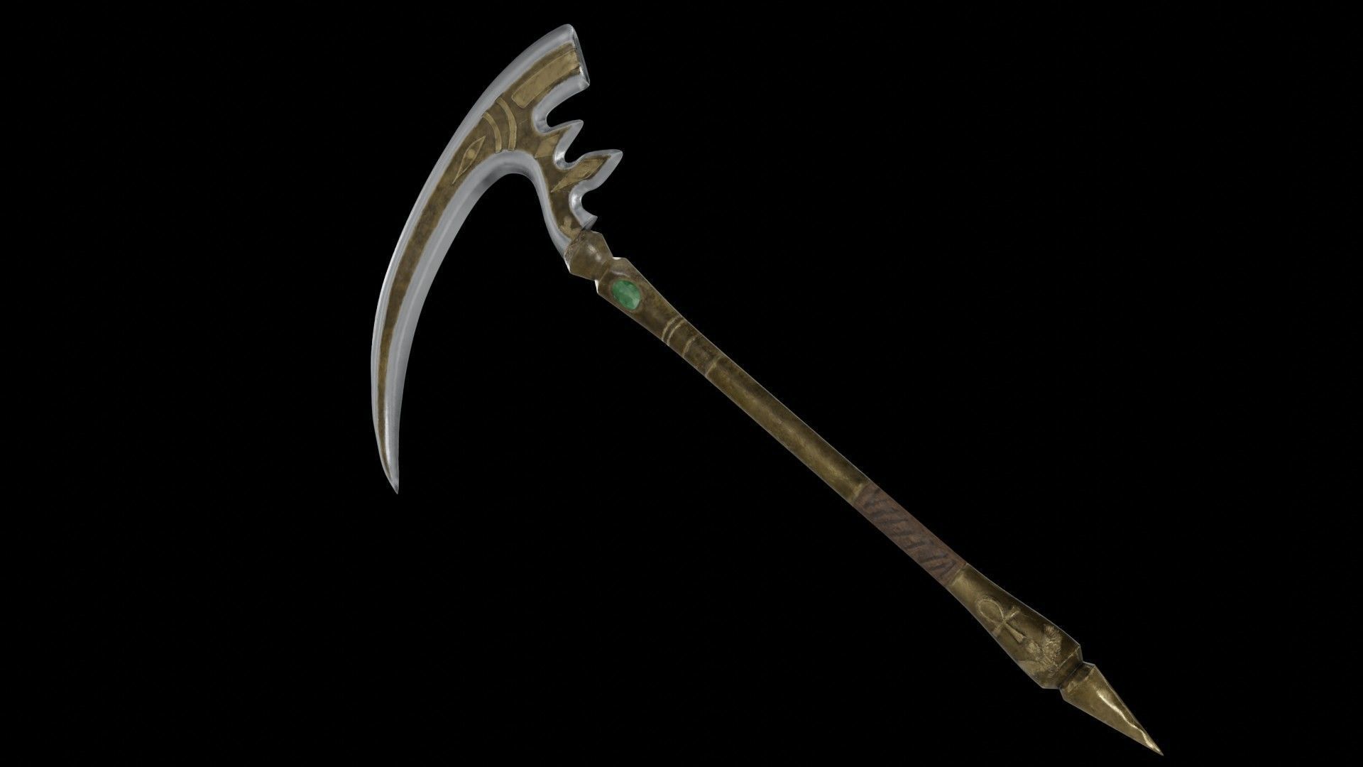Scythe 01 Low-poly 3D model_1
