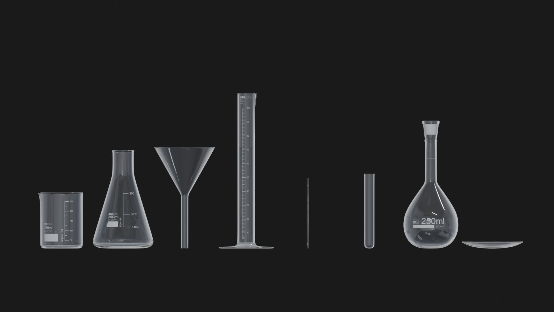 Laboratory Glassware Set 3D model_4