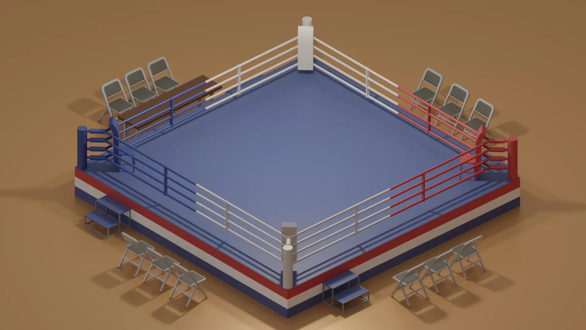Low Poly Cartoon Boxing Ring 3D model