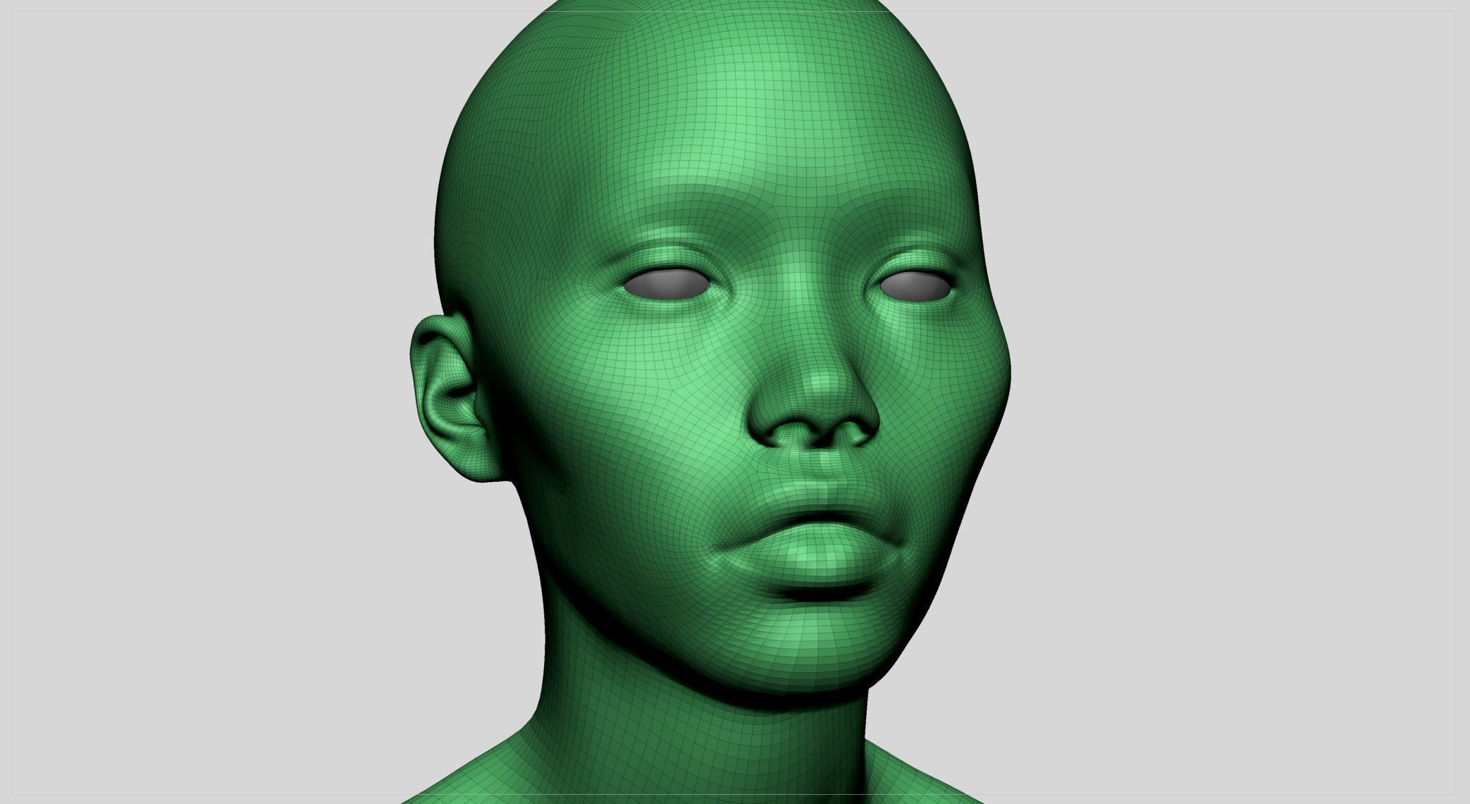 Asian Female Head 3D model_8