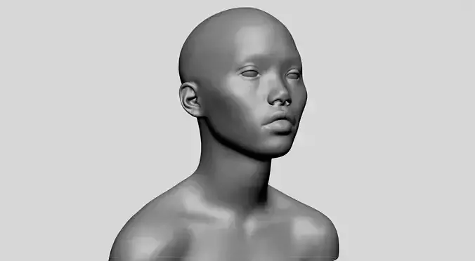 Asian Female Head 3D model