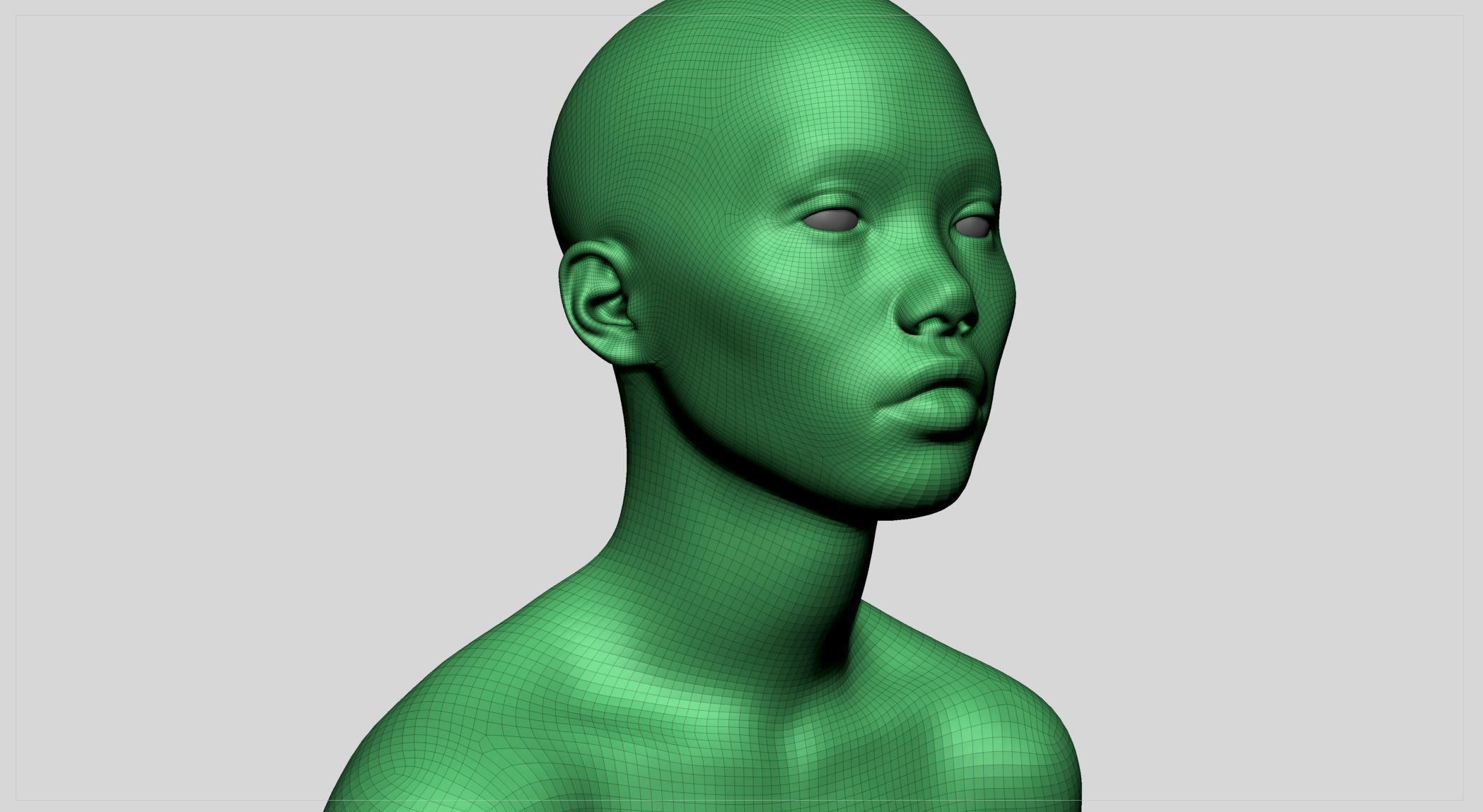 Asian Female Head 3D model_9