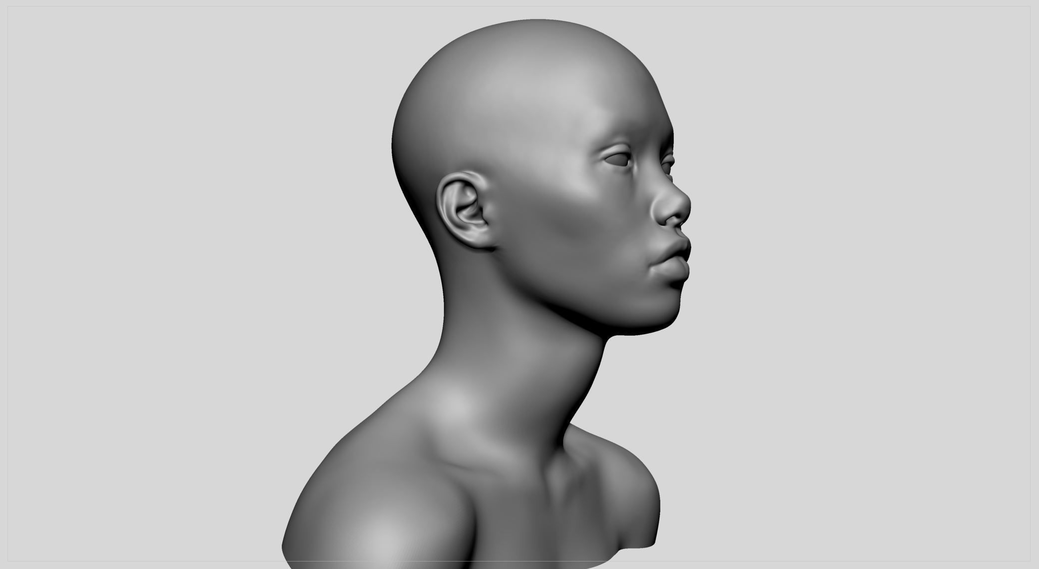 Asian Female Head 3D model_1