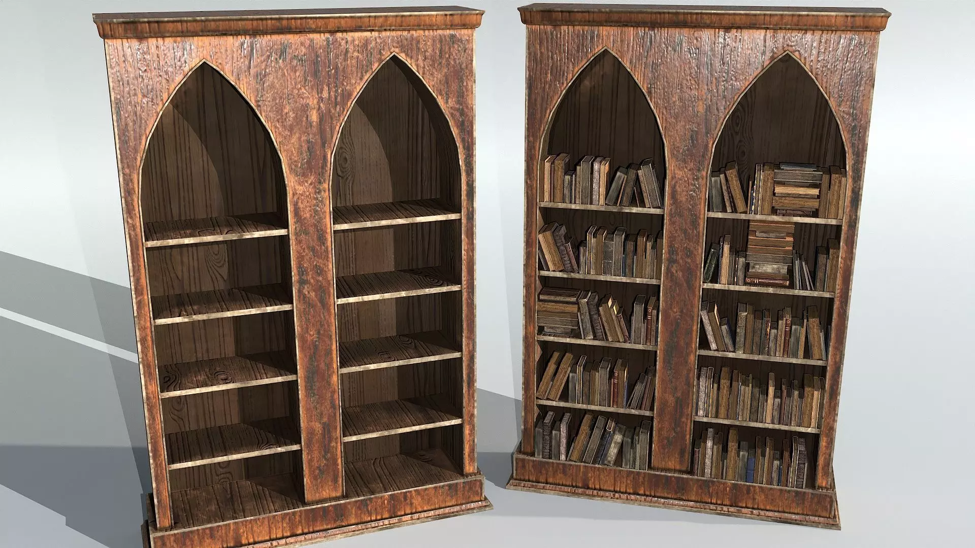 Book Shelf Low-poly 3D model_0