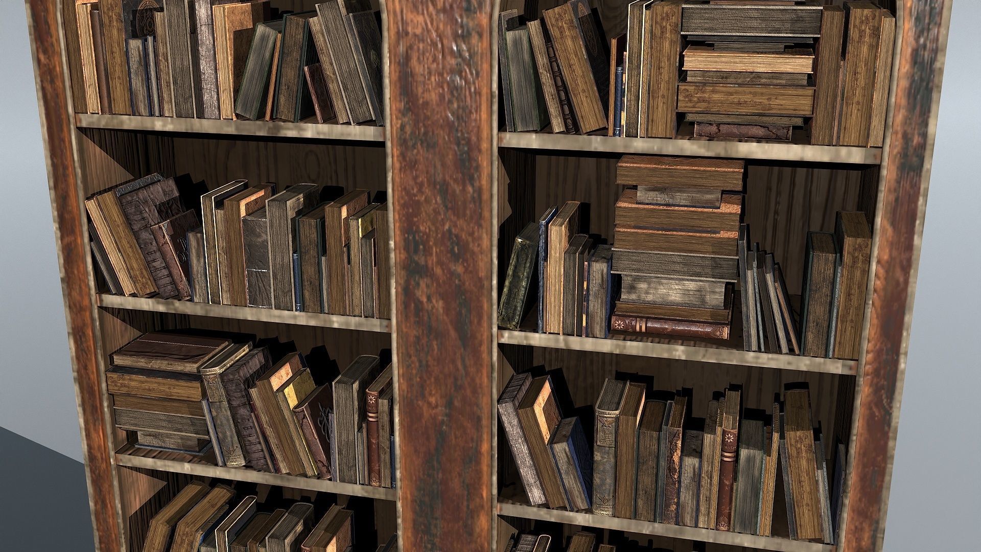 Book Shelf Low-poly 3D model_3