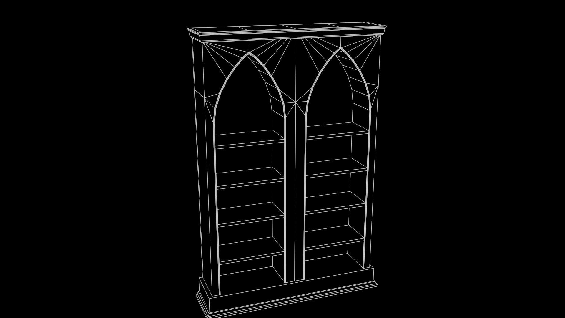 Book Shelf Low-poly 3D model_4