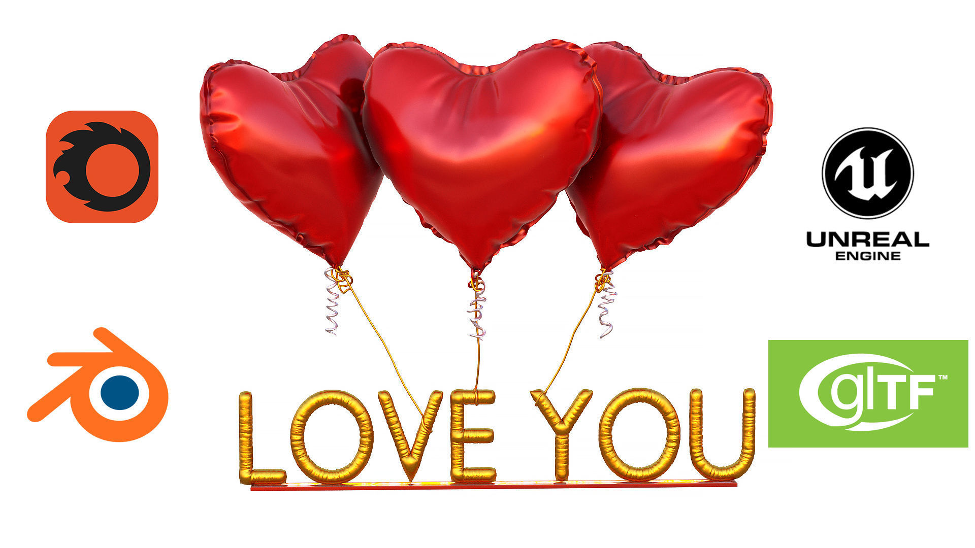 Love you ball 3D model_2